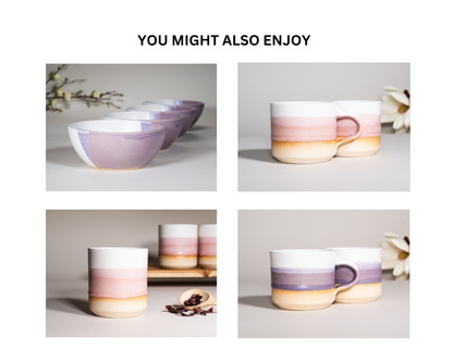 Ceramic Coffee Tea Mug with Handle Purple White 14 oz Stoneware