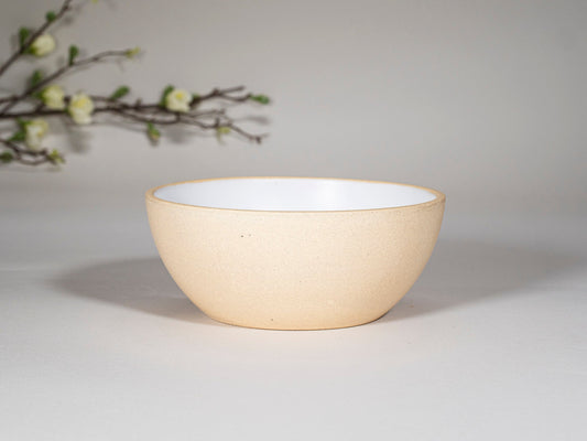 Breakfast Salad Soup Bowl White/Sandy Stoneware Handmade