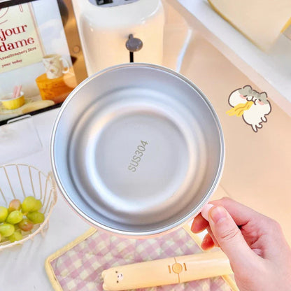 Kawaii Pastel Gingham Ramen Bowl With Lid