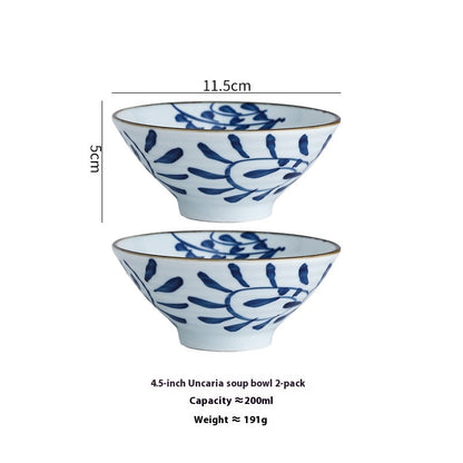 High Temperature Underglaze Ceramic Bamboo Hat Style Soup Bowl