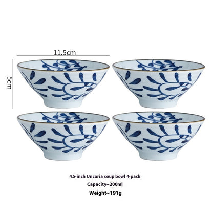 High Temperature Underglaze Ceramic Bamboo Hat Style Soup Bowl
