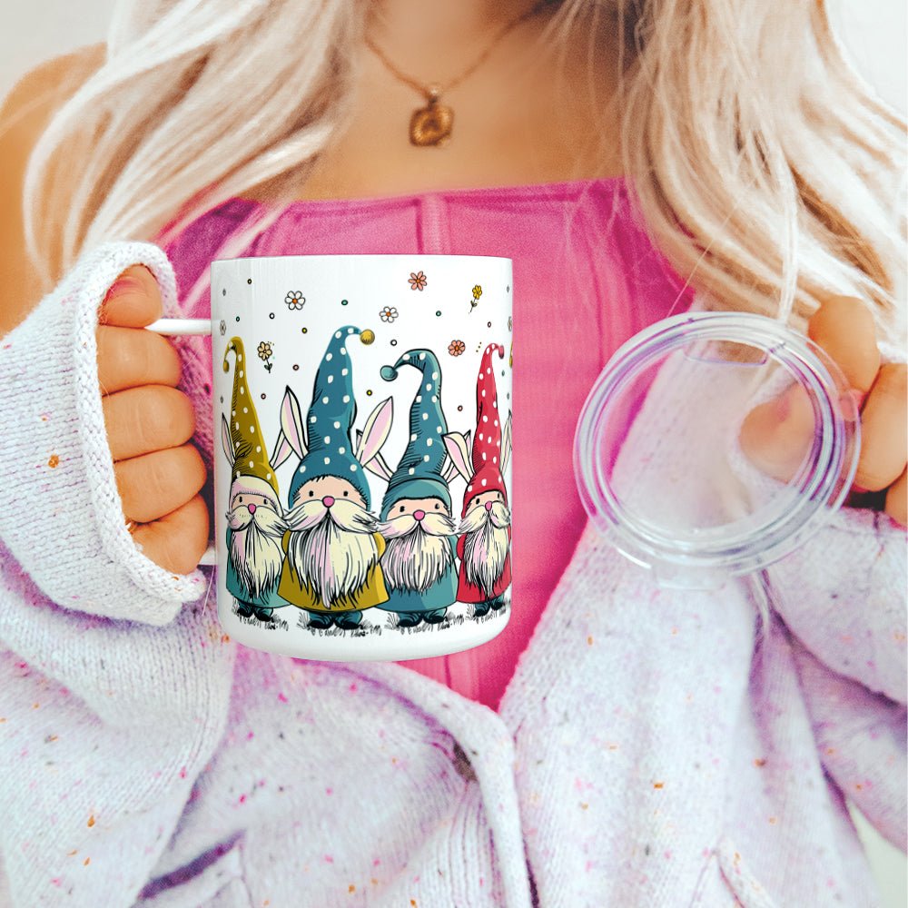 Spring Gnome Bunnies Insulated Travel Mug