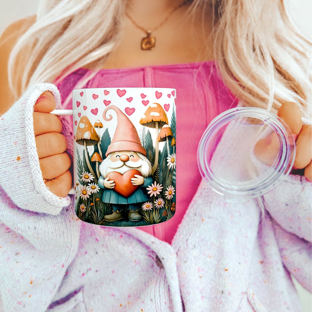 Valentine Garden Gnome Insulated Travel Mug