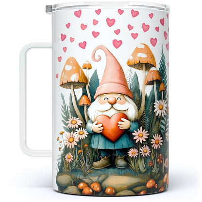 Valentine Garden Gnome Insulated Travel Mug