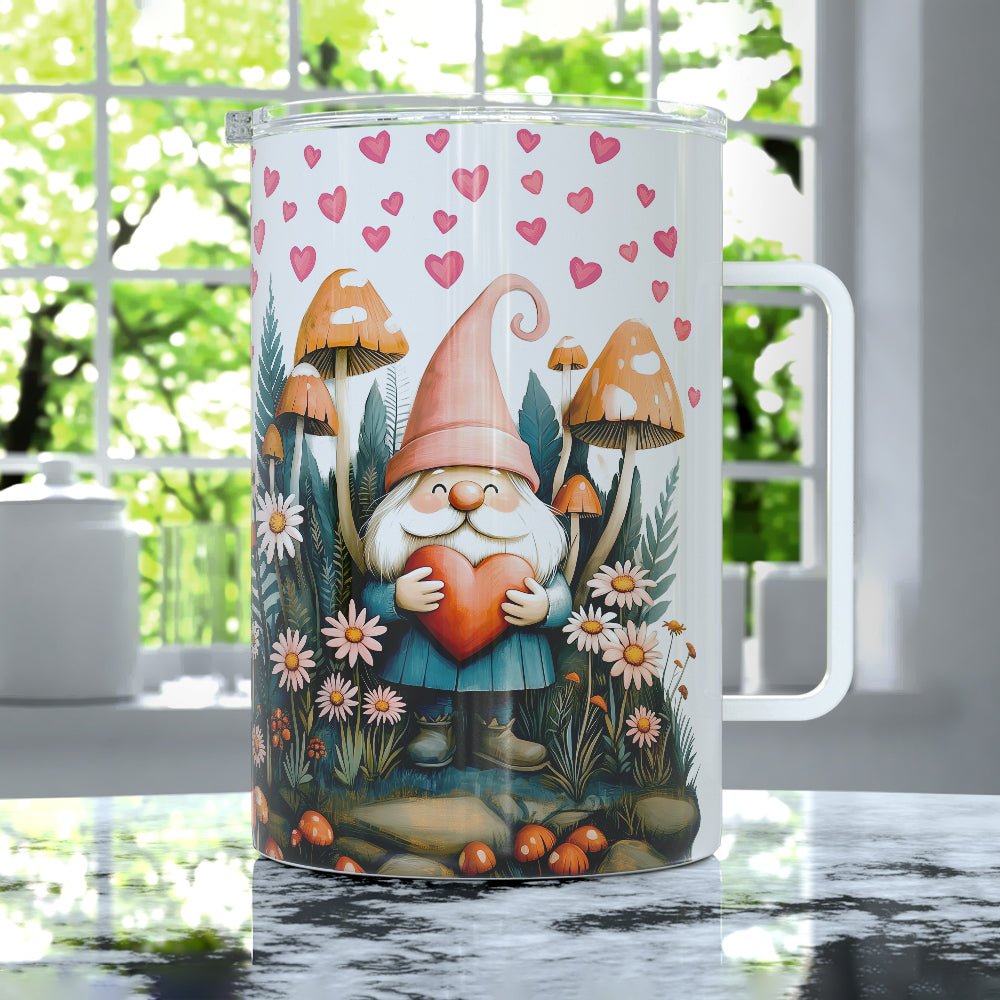 Valentine Garden Gnome Insulated Travel Mug