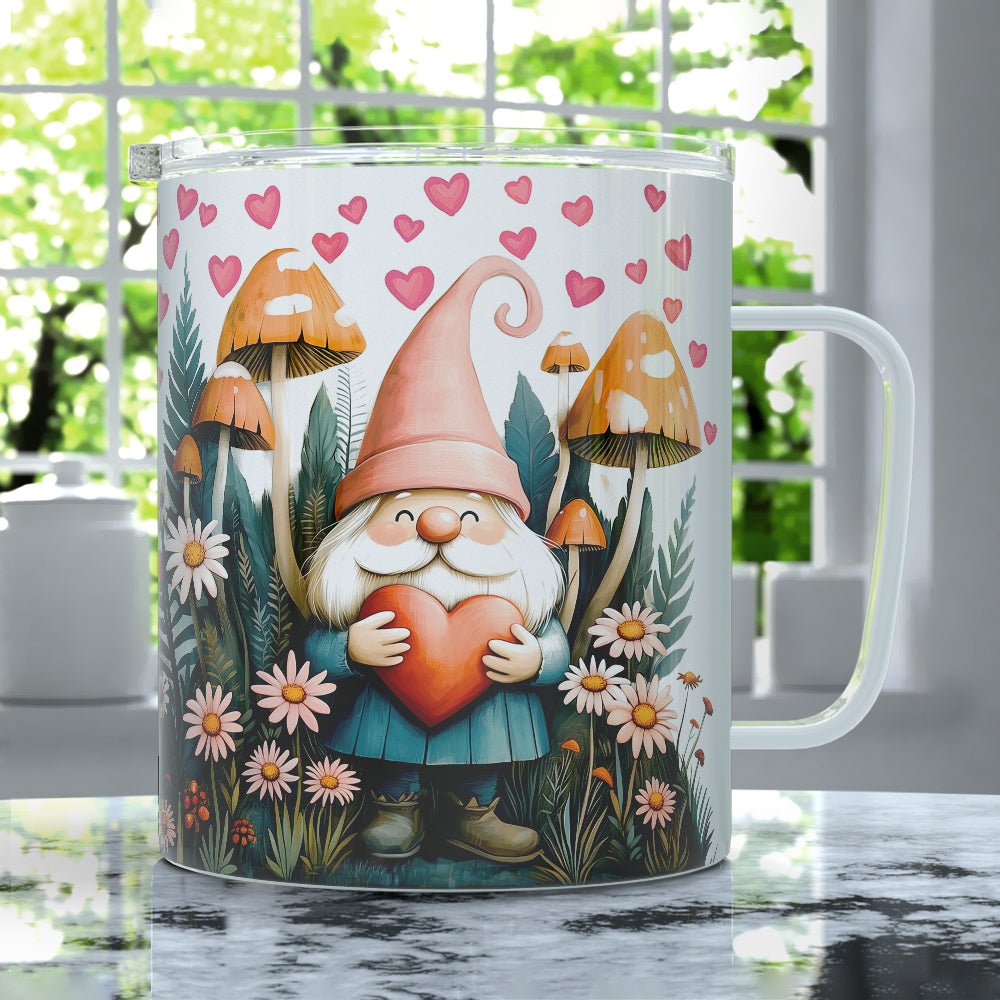 Valentine Garden Gnome Insulated Travel Mug
