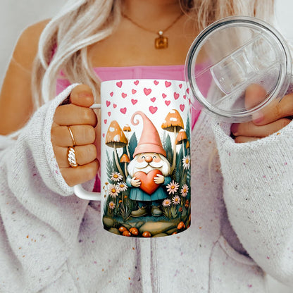 Valentine Garden Gnome Insulated Travel Mug
