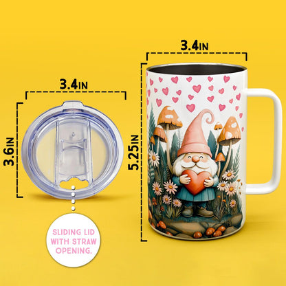 Valentine Garden Gnome Insulated Travel Mug