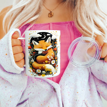 Woodland Sleeping Fox Insulated Travel Mug