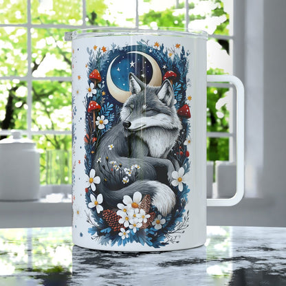 Woodland Winter Sleeping Wolf Insulated Travel Mug